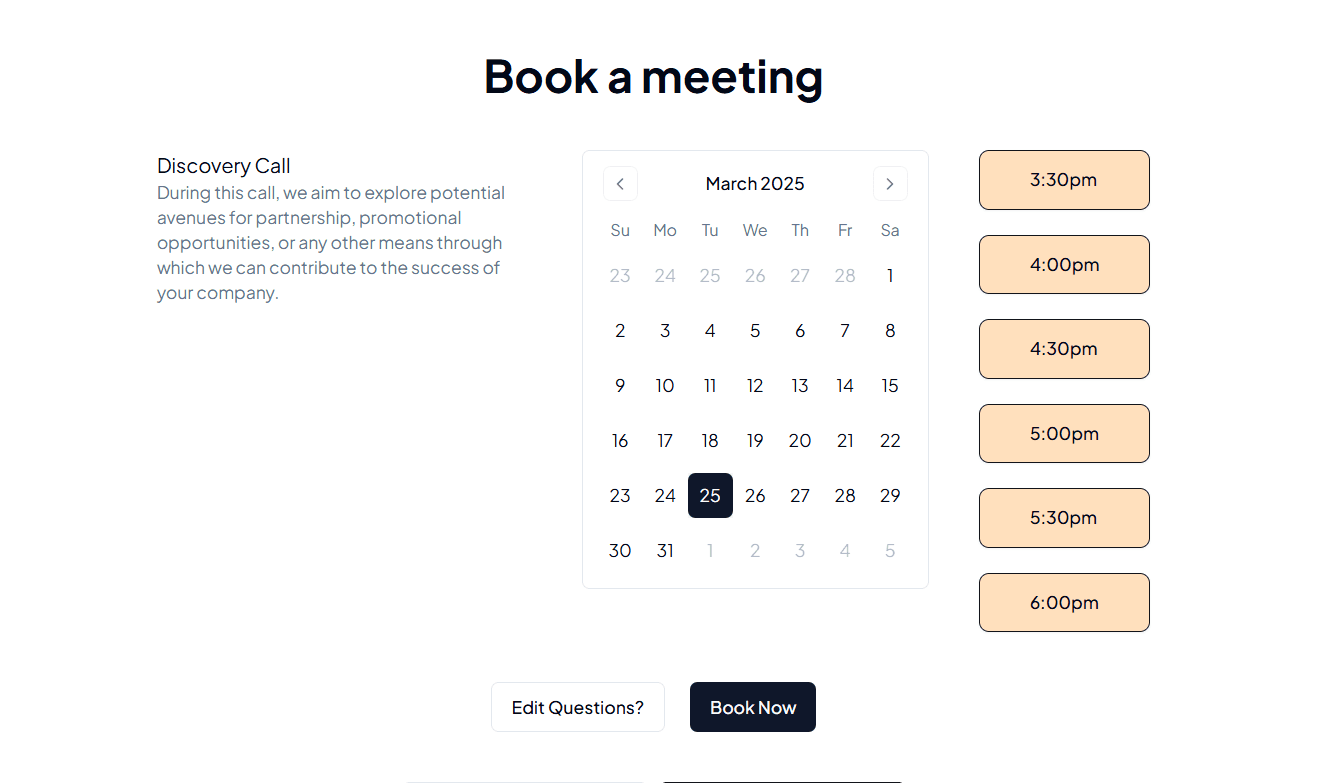 Meeting booking interface
